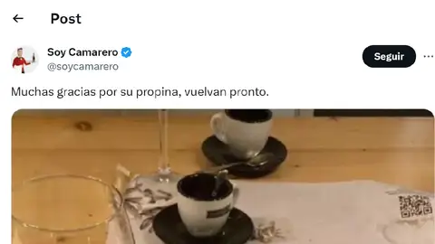 Pantallazo del tuit de @soycamarero Pantallazo del tuit de @soycamarero