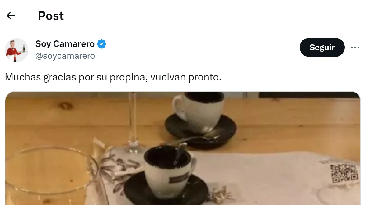 Pantallazo del tuit de @soycamarero Pantallazo del tuit de @soycamarero