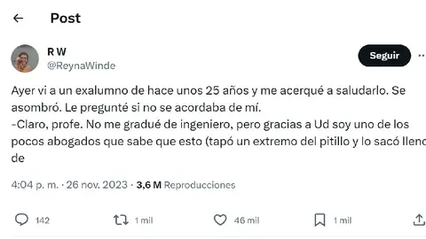 Pantallazo del tuit de @ReynaWinde Pantallazo del tuit de @ReynaWinde