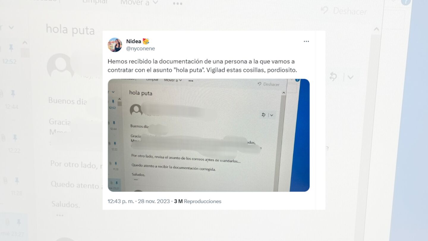 Tuit viral sobre el correo en el que escribieron "hola puta" como asunto.