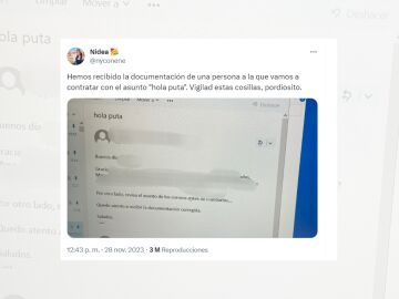 Tuit viral sobre el correo en el que escribieron "hola puta" como asunto.