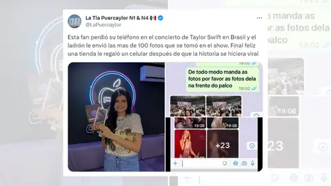 Tuit viral sobre la fan de Taylor Swift a la que le robaron el móvil. Tuit viral sobre la fan de Taylor Swift a la que le robaron el móvil.