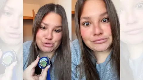 Tiktoker a la que se le ha muerto el Tamagochi de su hijo. Tiktoker a la que se le ha muerto el Tamagochi de su hijo.
