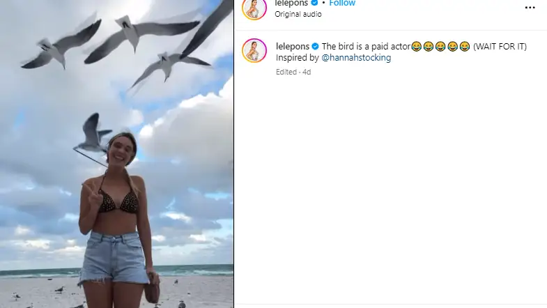 Lele Pons está a punto de quedarse desnuda cuando una gaviota desata su bikini mientras posaba en la playa