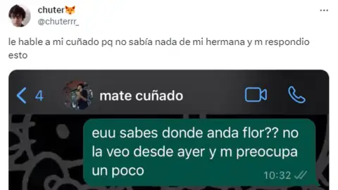 Tuit viral sobre la conversación que tuvo con su cuñado. Tuit viral sobre la conversación que tuvo con su cuñado.