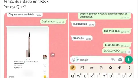 Conversación WhatsApp regalo eyeliner Conversación de WhatsApp novio que regala un eyeliner
