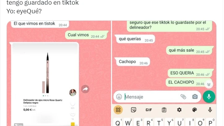 Conversaci&oacute;n de WhatsApp novio que regala un eyeliner