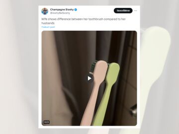Tuit viral sobre la diferencia entre el cepillo de dientes de un hombre y una mujer.
