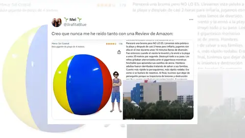 Tuit viral sobre la reseña de una pelota inflable de cuatro metros. Tuit viral sobre la reseña de una pelota inflable de cuatro metros.
