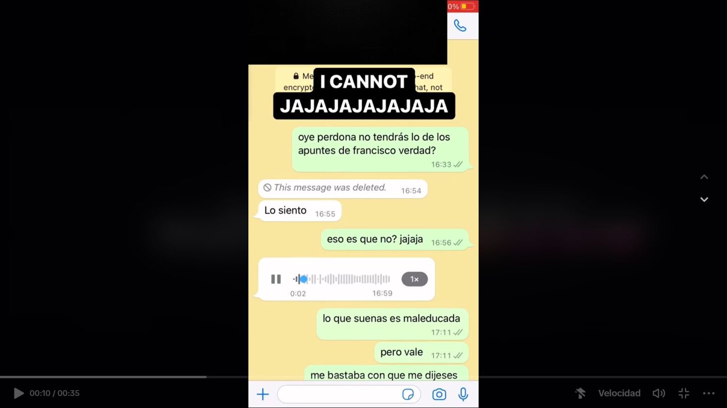 TikTok conversaci&oacute;n pidiendo los apuntes 