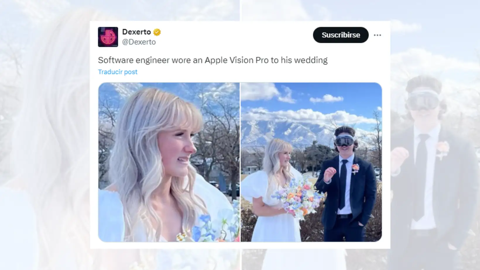 Tuit viral sobre el novio que utilizó las Vision Pro durante su boda.