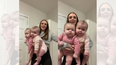 Muestra a sus bebés gigantes en TikTok y las redes se sorprenden porque son casi tan grandes como su madre