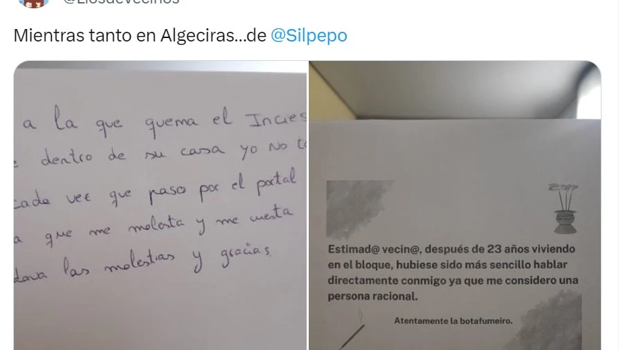 Tuit carta vecino incienso