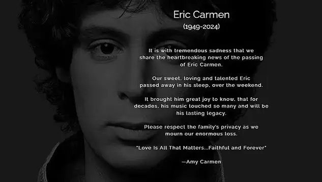 Comunicado de la muerte de Eric Carmen