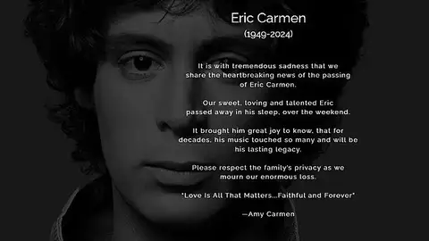 Comunicado de la muerte de Eric Carmen Comunicado de la muerte de Eric Carmen