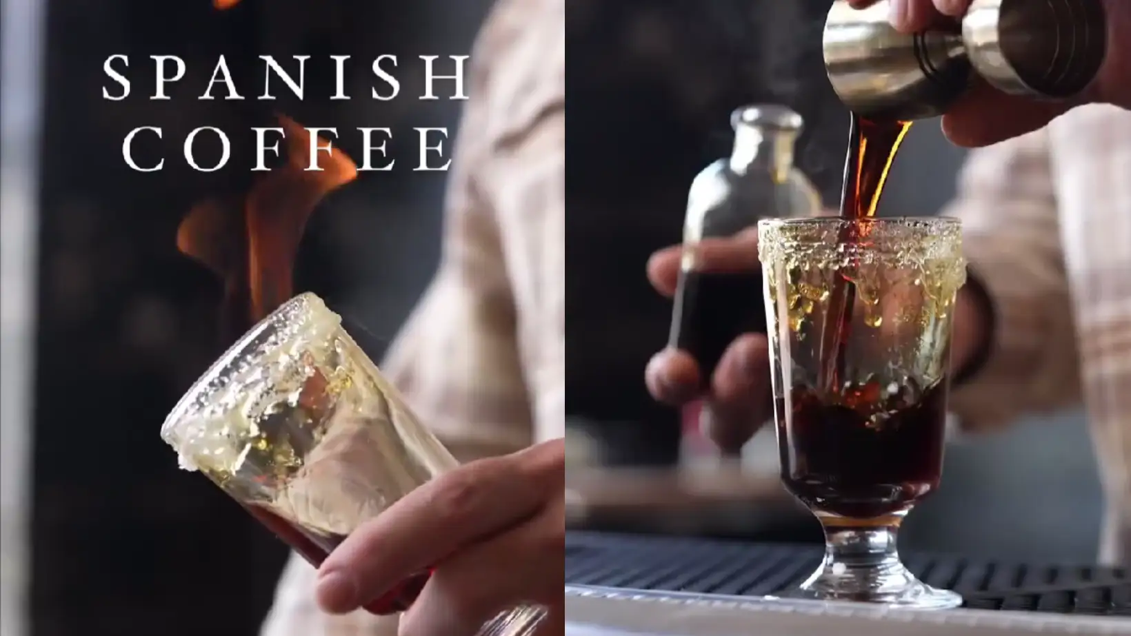 Barman estadounidense preparando un &quot;spanish coffee&quot;.