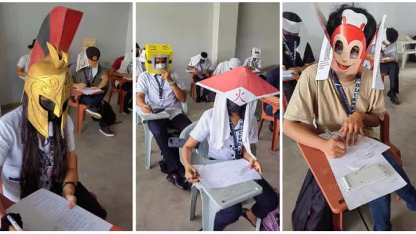 Usan sombreros para evitar copiar en ex&aacute;menes