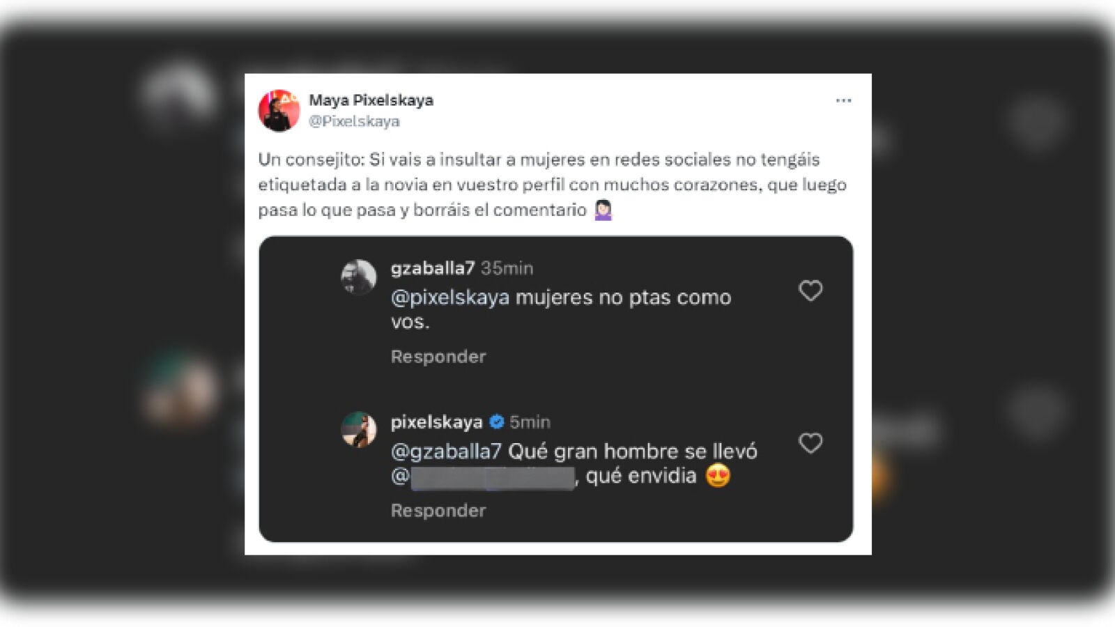 El tremendo zasca de Maya Pixelskaya a un hater, que acabó borrando su cuenta