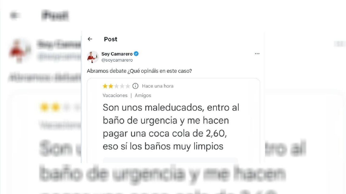Tuit debate uso ba&ntilde;o del bar
