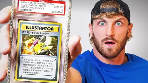 Logan Paul con la carta Pokémon más cara de la historia. Logan Paul con la carta Pokémon más cara de la historia.