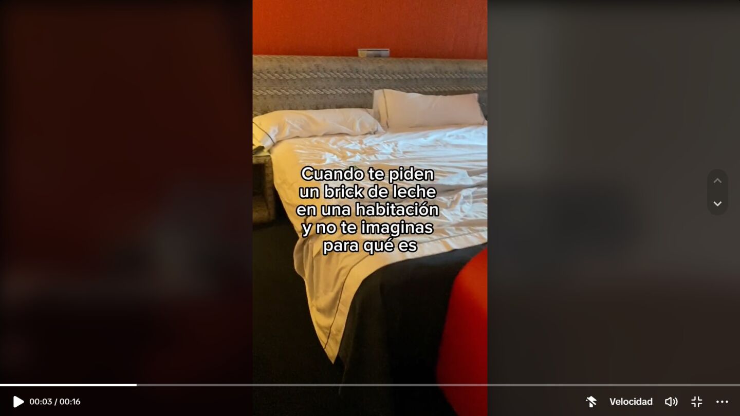 Tiktok ba&ntilde;era con leche y p&eacute;talos en un hotel