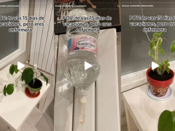 Una enfermera se vuelve viral por su invento para regar las plantas cuando se va de vacaciones