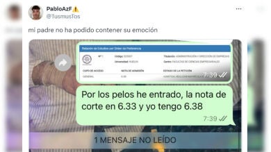 Un estudiante le dice a su padre que le han admitido en la universidad y su respuesta es una oda a la expresividad: 