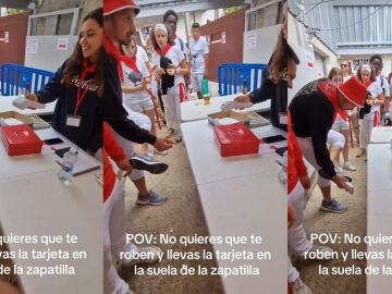 V&iacute;deo de TikTok de @carlossevi19 mostrando el truco para que no te roben en los Sanfermines