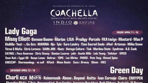 Lady Gaga, Green Day, Post Malone y Travis Scott encabezan un estelar Festival de Coachella 2025