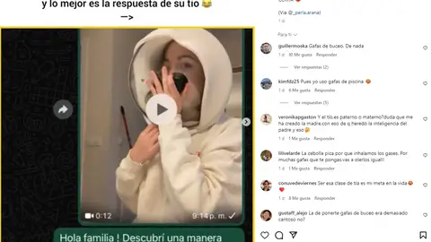 Esta chica compartió por su grupo de familia un truco para cortar cebolla sin que te lloren los ojos Esta chica compartió por su grupo de familia un truco para cortar cebolla sin que te lloren los ojos