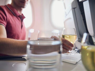 Champ&aacute;n en avi&oacute;n