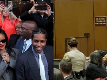 ASAP Rocky y Rihanna durante el juicio