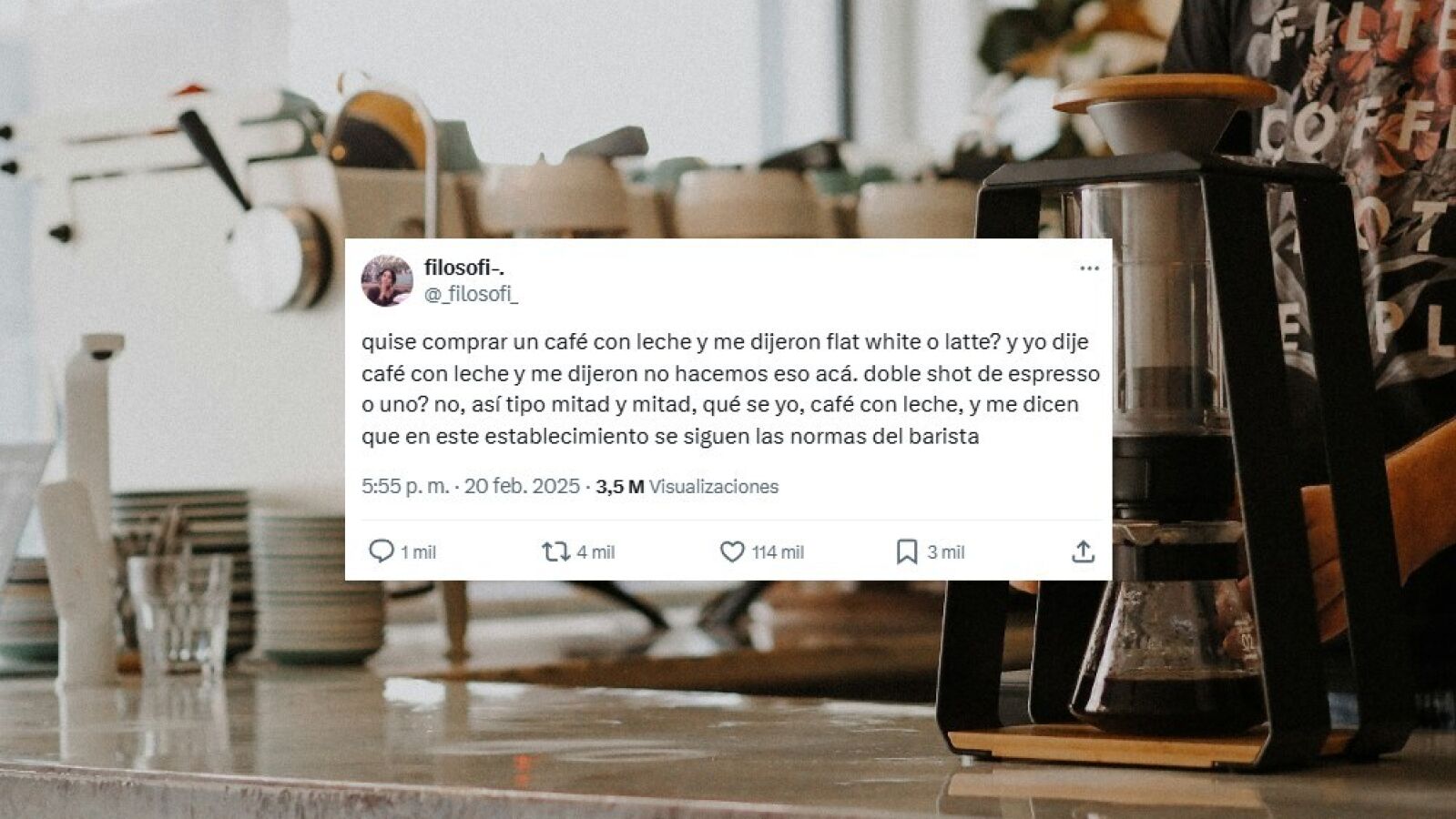 No le sirvieron un café con leche en una cafetería de especialidad: ¿Tú qué harías?