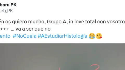 Una profesora enseña el mensaje que le han escrito sus alumnos en la pizarra tras una baja y todos aplauden Una profesora enseña el mensaje que le han escrito sus alumnos en la pizarra tras una baja y todos aplauden