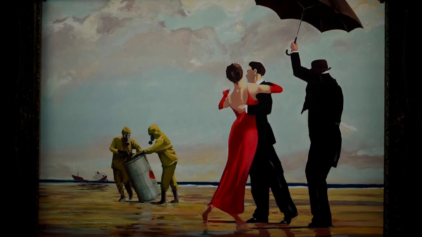 Cuadro original de Banksy Crude Oil (Vettriano)