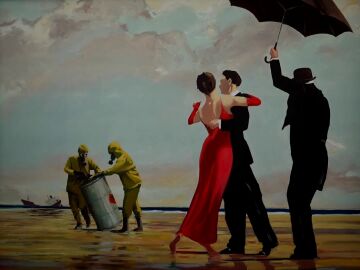 Cuadro original de Banksy Crude Oil (Vettriano)