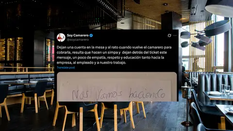 Se van sin pagar la cuenta y dejan un mensaje que ha abierto un intenso debate Se van sin pagar la cuenta y dejan un mensaje que ha abierto un intenso debate