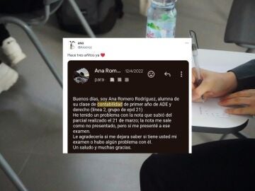 Recupera el correo que le mand&oacute; a su profesora para preguntar por una nota