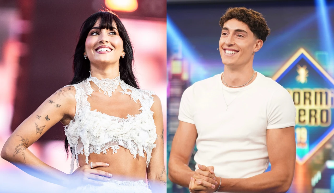 Aitana durante su concierto en Barcelona y Plex en El Hormiguero