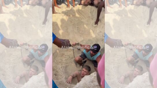Hombre atrapado en una playa de Brasil