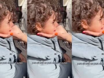 El ni&ntilde;o llora porque no quiere que se coman el pulpo