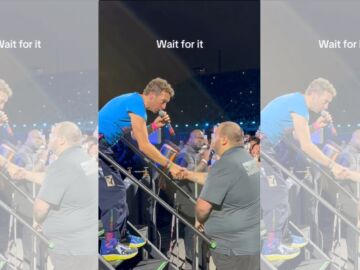 Chris Martin, de Coldplay, da una sorpresa a un seguridad