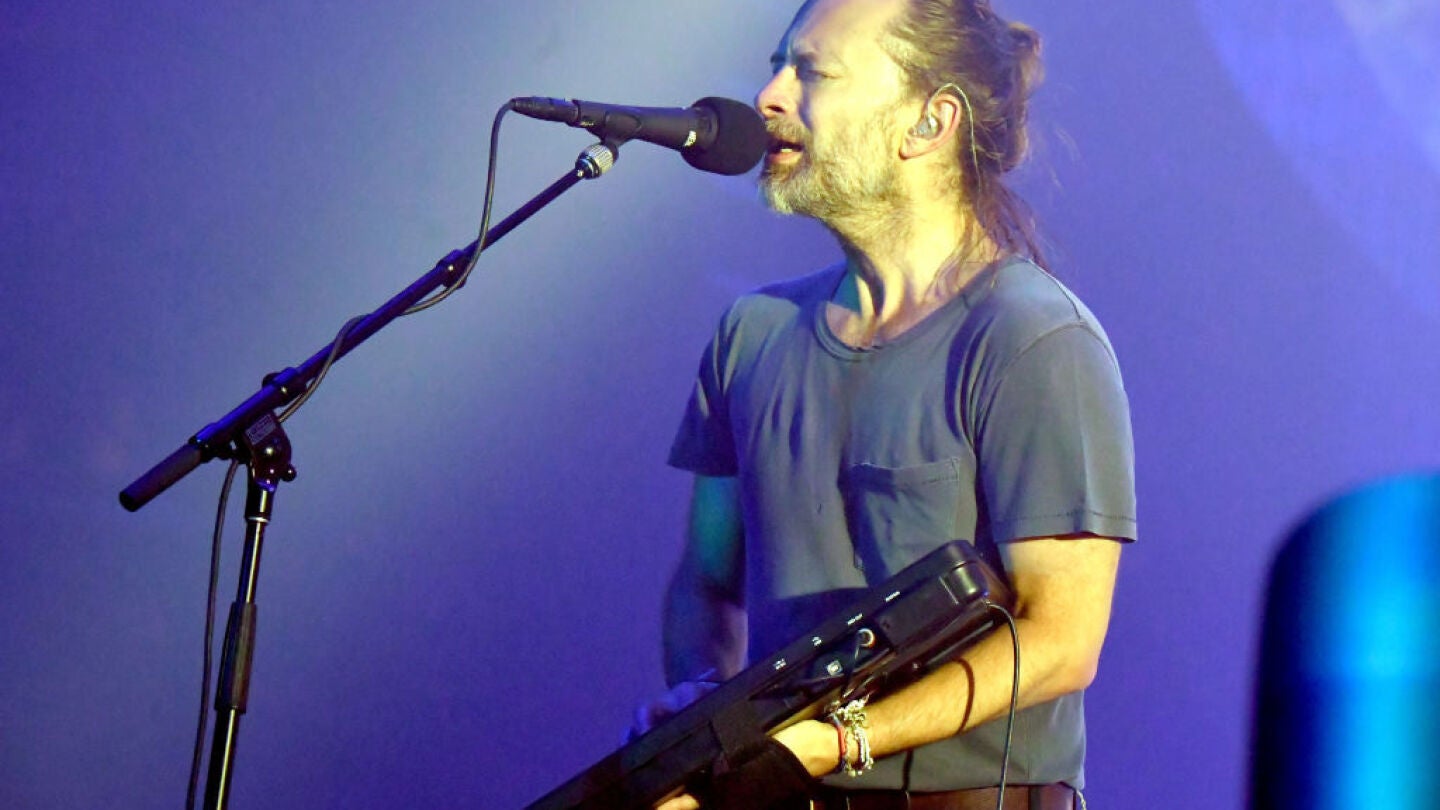 Thom Yorke durante un concierto de Radiohead en 2018