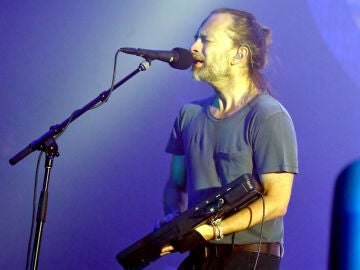 Thom Yorke durante un concierto de Radiohead en 2018