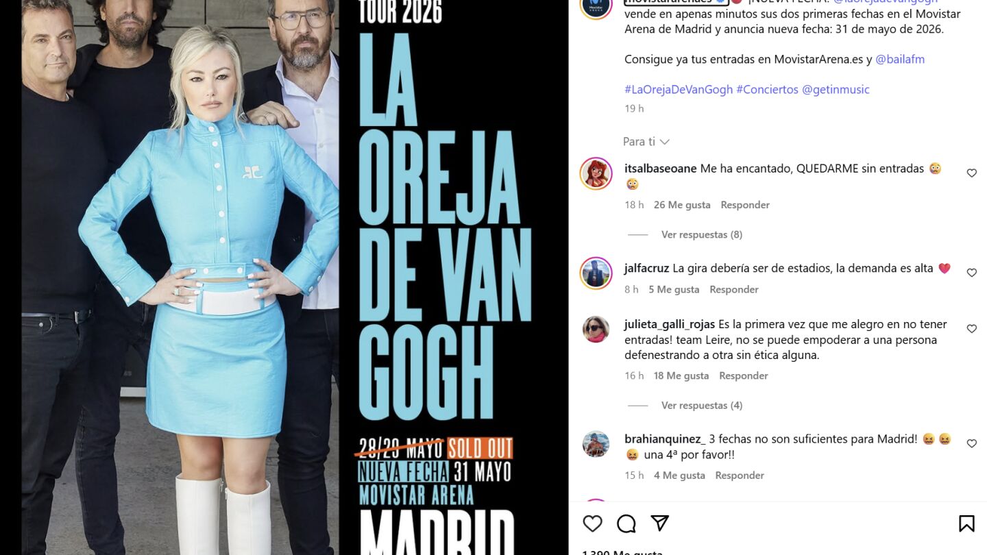 La Oreja de Van Gogh anuncia 7 nuevos conciertos