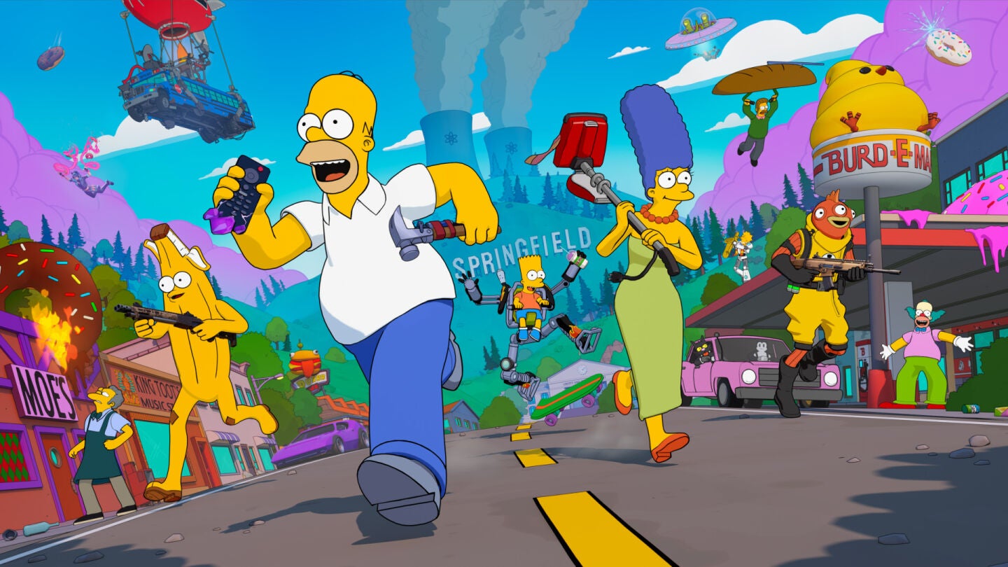 Imagen promocional de la colaboraci&oacute;n de Fortnite con Los Simpson