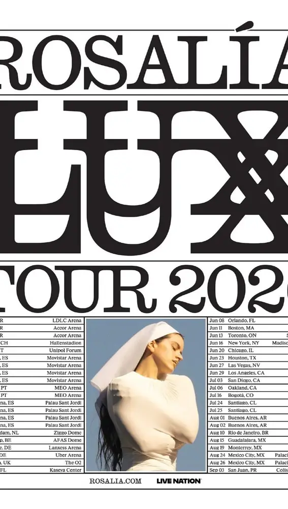 Cartel de la gira Lux de Rosalía Cartel de la gira Lux de Rosalía