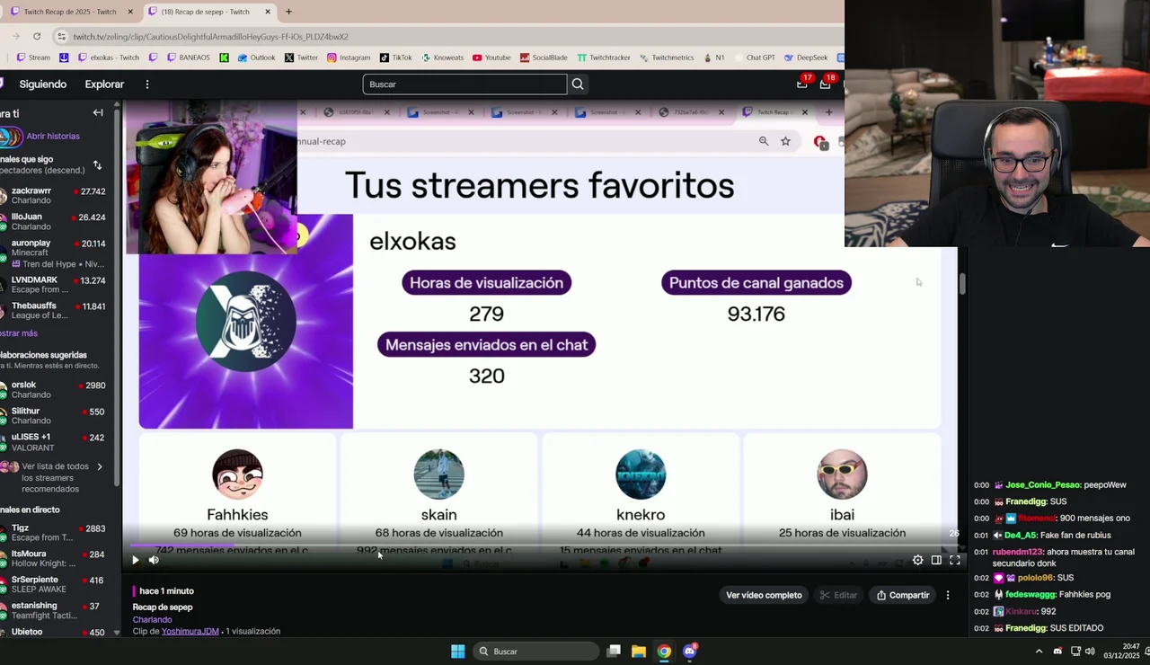 Xokas reacciona al Twitch Recap de Zeling