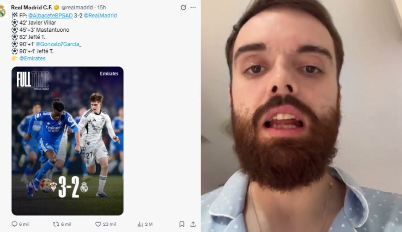 Ibai Llanos reacciona a la eliminaci&oacute;n del Real Madrid ante el Albacete