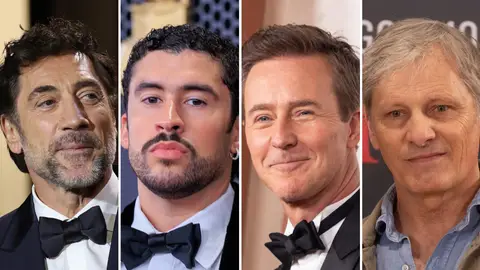Los actores Javier Bardem, Bad Bunny, Edward Norton y Viggo Mortensen Los actores Javier Bardem, Bad Bunny, Edward Norton y Viggo Mortensen